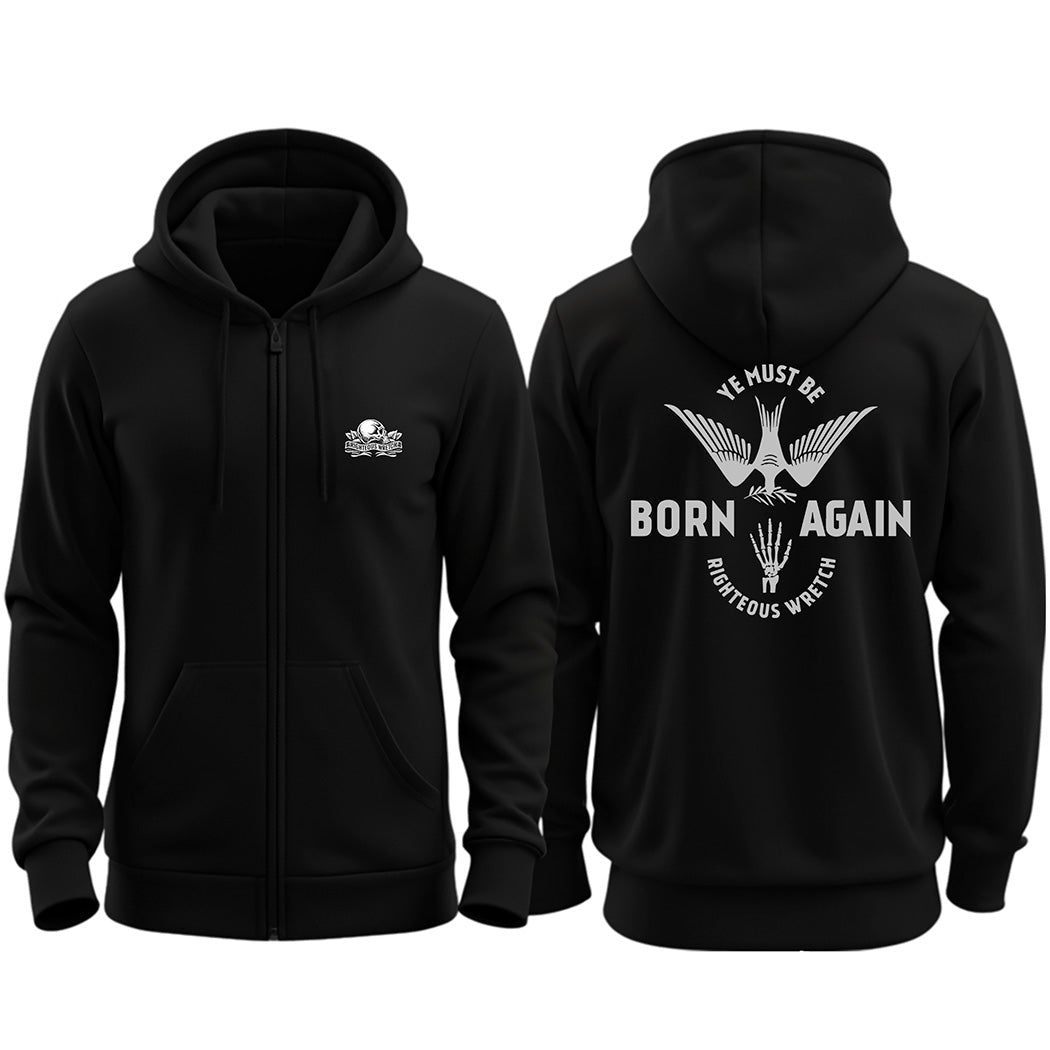 Zip up hoodie - Born Again - Zip Hoodie - The Reformed Sage - reformed - reformed_gifts - christian_gifts