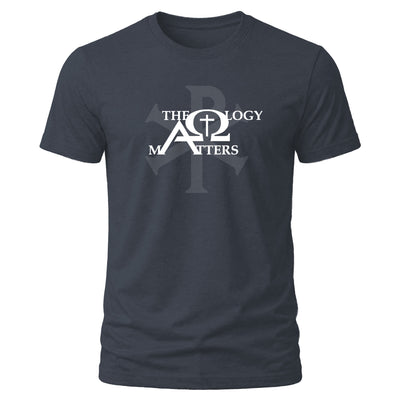 Midnight Navy Alpha and Omega Ministries Theology Matters T-shirt