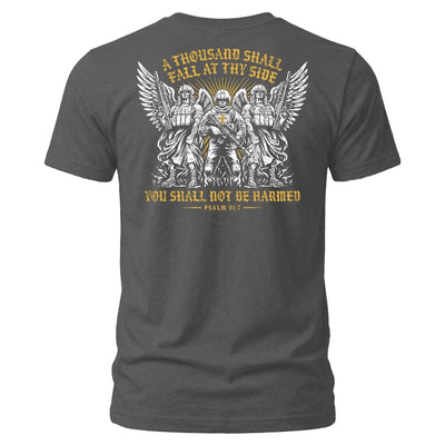 Heavy Metal gray At Thy Side t-shirt, Psalm 91:7 Christian design