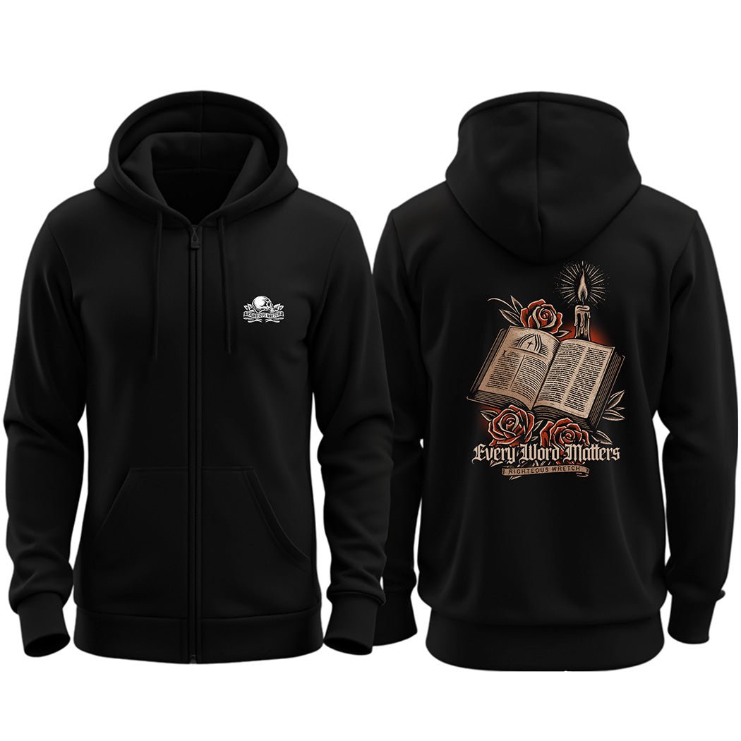 Zip up hoodie - Every Word Matters - Zip Hoodie - The Reformed Sage - reformed - reformed_gifts - christian_gifts