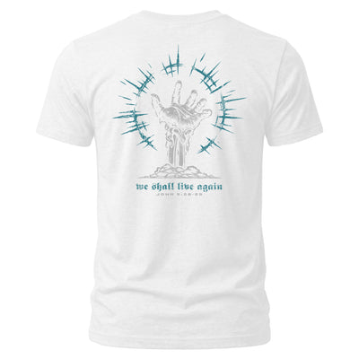 White Live Again t-shirt, John 5:28-29 Christian design